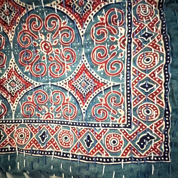 Polo Decorative Pillow Covers Set Of 2 Handcrafted Kantha Stitch 18" x 18" Boho - Picture 2 of 6